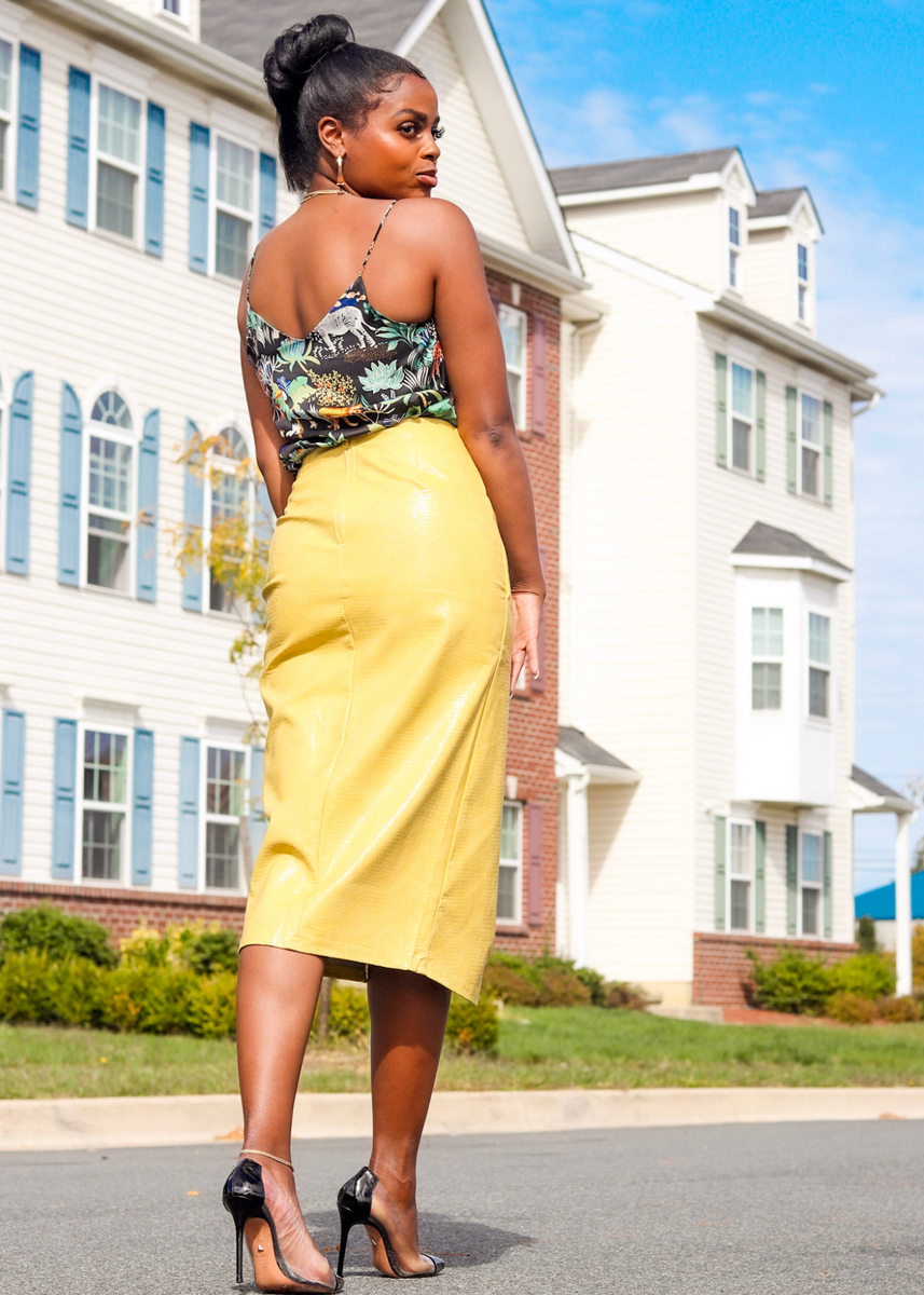 She Means Business Skirt Black Off White Citron WIFE HER BOUTIQUE